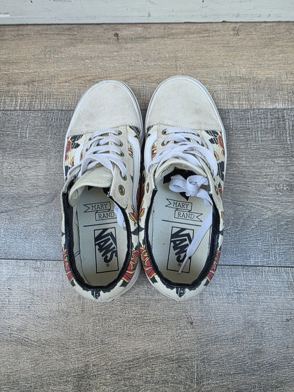RARE Vans Old Skool Mary Rand Rose Floral Suede Shoes Womens 7 Mens 5.5 Sample